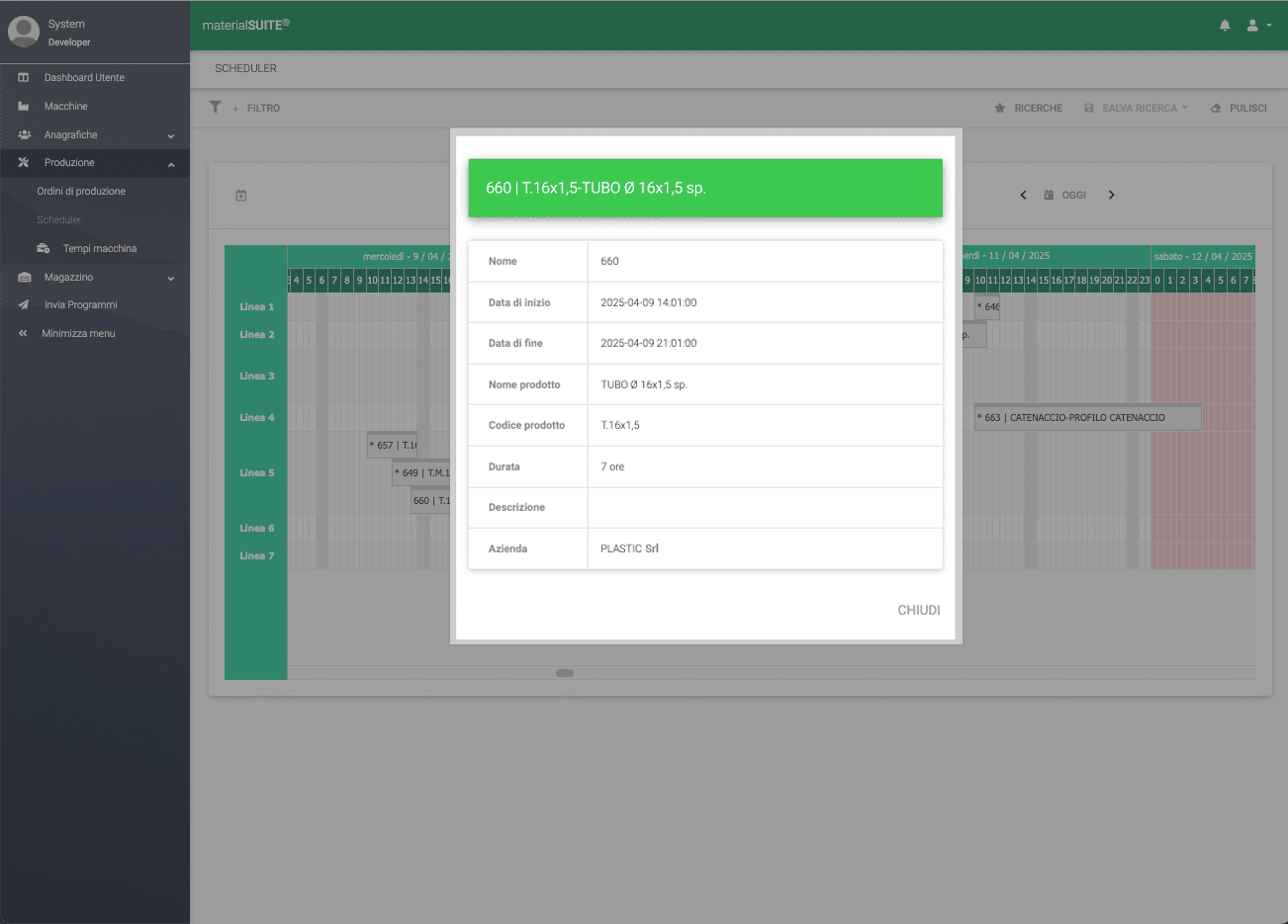 Schedule - modulo SCH di materialSUITE®